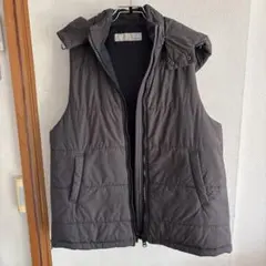 ENICA ダークグレー ロングベスト フード付き