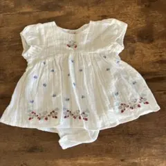 サイズ70 プティマイン 花柄刺繍 ロンパース