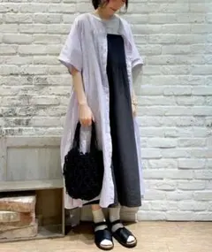 サマンサモスモス　Samansa Mos2 先染め柄アソート前後着ワンピース