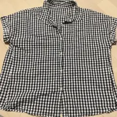 半袖チェックシャツ 黒白