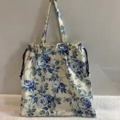 ハンドメイド　BIGサイズ 手提げ巾着バッグ　ローラアシュレイ生地使用