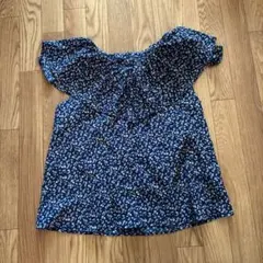 アフタヌーンティー　ネイビー フラワープリント オフショルダー ブラウス