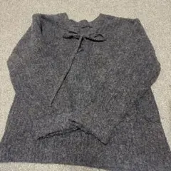 【今だけ半額！！】リボン付きグレー長袖ニット