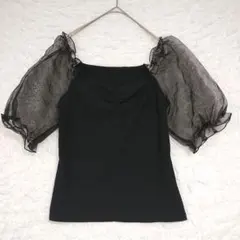 GRL グレイル シフォン袖 バルーン袖 異素材 チュニック M オフショルダー