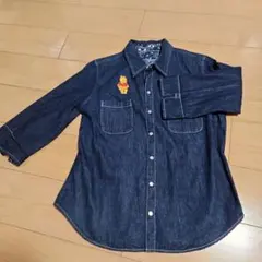 レディース『デニム・シャツ』刺繍入り(七分袖)