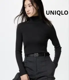 UNIQLO ユニクロ メリノリブ タートルネックセーター ブラック
