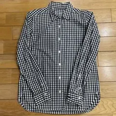 無印　ギンガムチェックシャツ　M 白黒