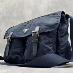 【希少色✨】プラダ　メッセンジャーバッグ　三角ロゴ　テーストナイロン　ブルー