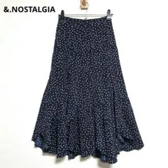 アンドドットノスタルジア【美品】ロングフレアスカート　ドット　総柄【Mサイズ】