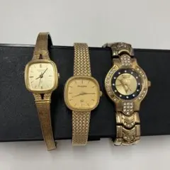 日本製オリエント他ゴールドカラー腕時計3本