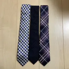 ネクタイ 3本セット チェック柄・無地・ストライプ