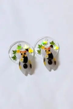 レジンパーツ ぐで猫2匹セット#1322✨イヤリング、ピアス、チャームに◎