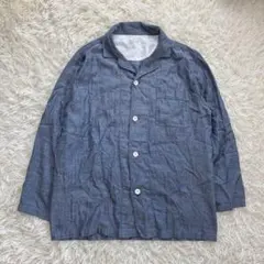 【無印良品】 メンズ長袖シャツ コットンシャツ L ブルー 柔らか素材