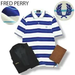 フレッドペリー FRED PERRY 月桂樹 半袖 ポロシャツ S ボーダー柄