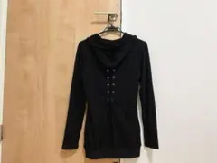 NieR♡未使用♡背面レースアップ♡編み上げリボン♡フード付きZIPパーカー♡黒