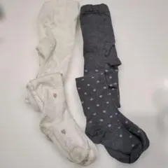 キッズタイツ ホワイトとグレー 140・135