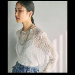 tシャツ レースインナー　LEPSIM レース素材 ホワイト 長袖シャツ