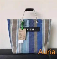 新品未使用MARNI MARKET ト一トバッグ ベ一ジュ系ストライプ保存袋つき