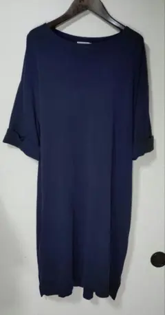 LEPSIM ネイビー ロールアップ袖 チュニック 半袖