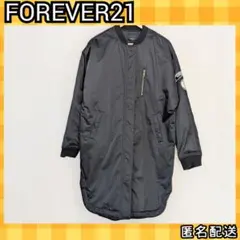 Forever21 ロング ブルゾン コート MA-1 ブラック ワッペン M