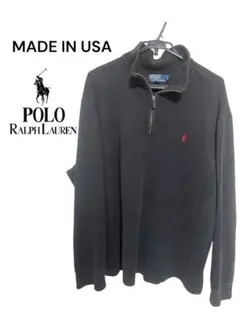 USA製 Polo Ralph Lauren ブラック ハーフジップ XXL