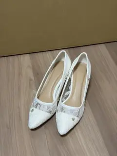 結婚式　パンプス　ホワイト　22.5cm