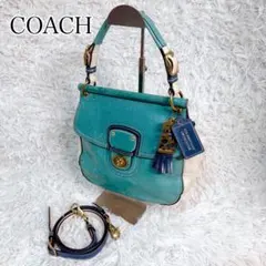 70周年記念限定モデル✨ COACH コーチ ワンハンドバッグ 2way ブルー