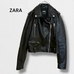 ザラ フェイクレザー ライダースジャケット ダブル ジップ ショート丈 XS