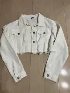 SHEIN ホワイト クロップドデニムジャケット 10-11Y