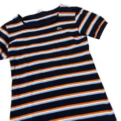 LACOSTE ラコステ ロゴ刺繍 半袖 ミニワンピース ボーダー 42 夏向け