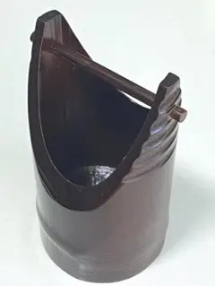 ⚫️花器 竹製 純和風 渋め ダークブラウン 生花入れ 小型剣山付