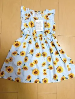 新品タグ付き♡ひまわり　ワンピース　綿100 サイズ110