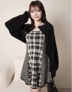 LIP SERVICE【形が選べる】フェザーチェックアンサンブルワンピース