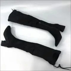ブラックオーバーニーブーツ 24.5cm