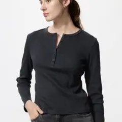 リブヘンリーネックT/長袖