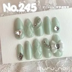 サイズオーダー】ネイルチップ♡グリーン 緑 量産型地雷韓国ワンホン