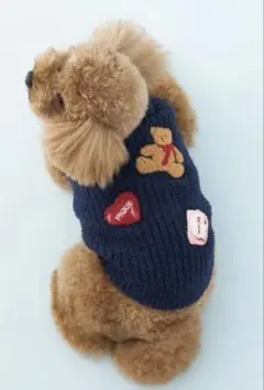 ジェラートピケ「CAT＆DOG」ベビモコベアサガラ刺繍プルオーバーネイビー　M