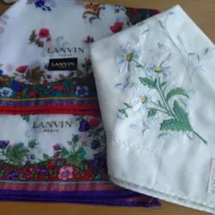 LANVIN 花柄ハンカチ 3点セット