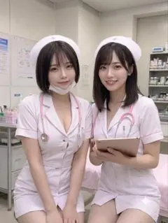 女性ポートレート写真 ナース服 2名