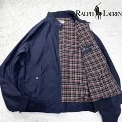 【裏地チェック柄×ハリントンジャケット】CHAPS ラルフローレン G9 濃紺