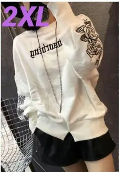 花プリント　長袖　Tシャツ　　プルオーバー　レディース　ゆったり　大きいサイズ