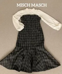 最終値下げ MISCH MASCH ラメツイードビスチェ風ドッキングワンピース