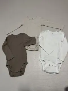 H&M ベビー肌着 3点セット (ホワイト、ダークブラウン、ライトベージュ)