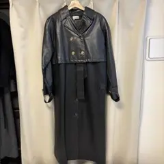 tinajojun レザートレンチロングコート