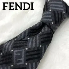 FENDI フェンディ シルバー ネクタイ ズッカ柄 デカロゴ シルク - メルカリ