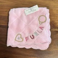 FURLA 刺繍 タオルハンカチ ピンク　新品未使用
