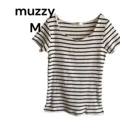 レディース　半袖　Tシャツ 　カットソーM　白　黒　ストライプ　1310