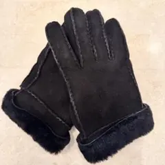 黒いスエード手袋 ファー付き ムートン　Mサイズ