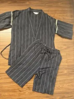 ストライプ柄 甚平 ネイビー