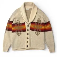 70s ペンドルトン ショールカラー ニットカーディガン ネイティブ柄 L